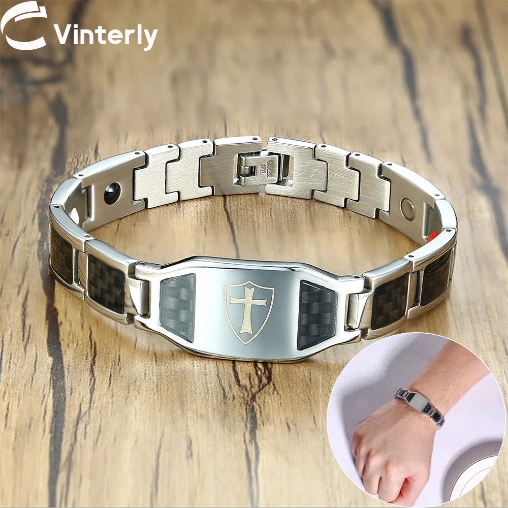 Магнитные браслеты Vinterly из нержавеющей стали для мужчин Ювелирное Украшение на