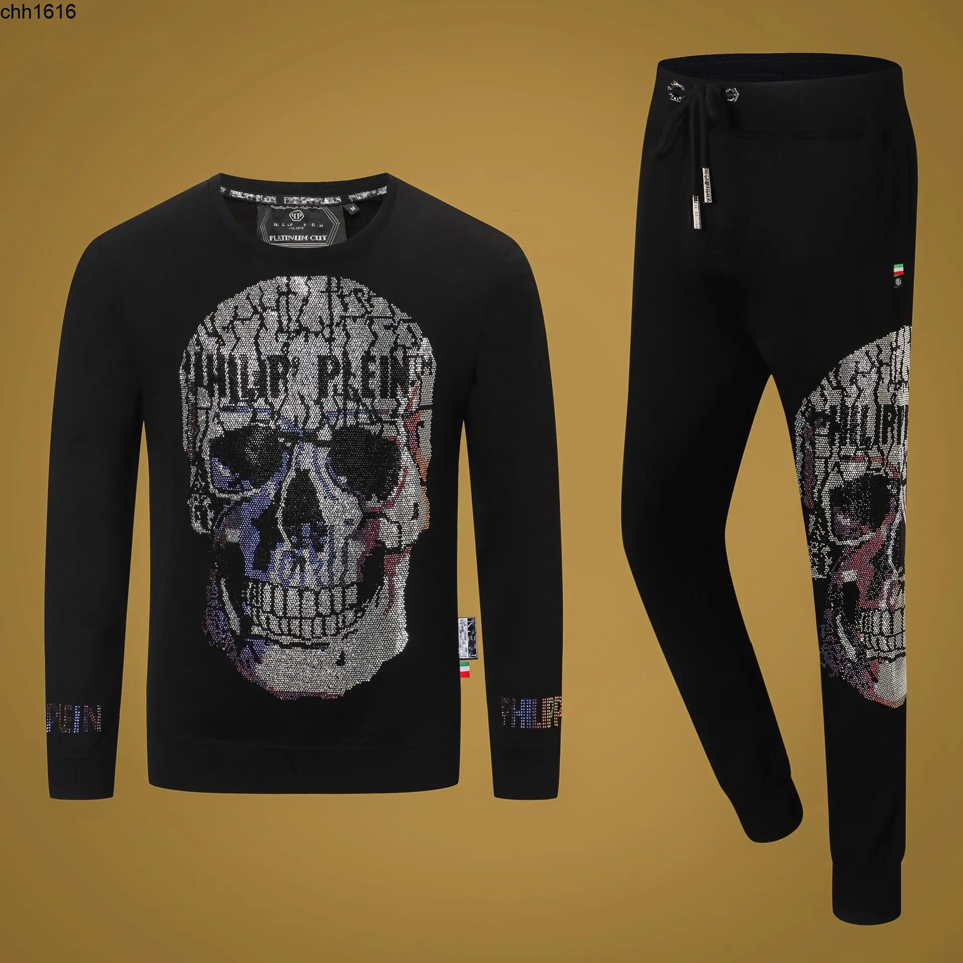 

2023ss autumn and winter men's designer sports suit new fashion casual sweater suit hot drill skull tide brand PP two-piece men