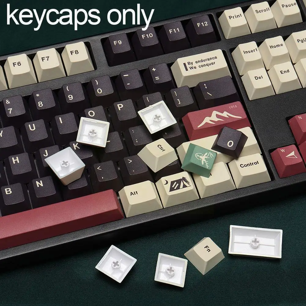 

129 клавиш PBT персонализированные колпачки клавиш DIY колпачки для клавиш GMK Кемпинг персонализированные колпачки для клавиш CHERRY MX Переключат...