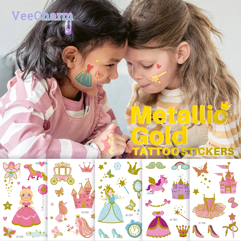 Временные татуировки-наклейки VeeCharm для принцесс милые мультяшные рисунки с