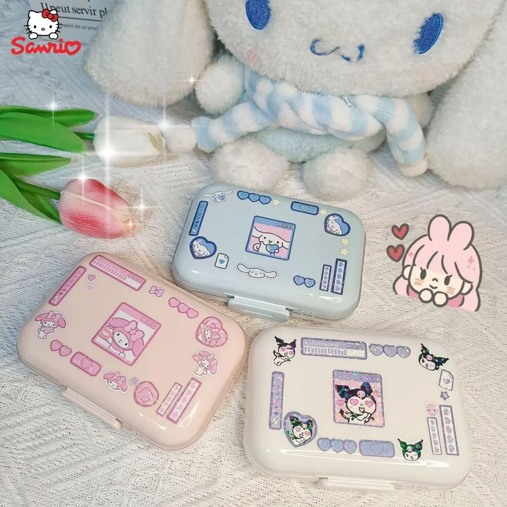 

Kawaii Sanrios коробка для таблеток Kuromi My Melody Cinnamoroll аниме коробка для конфет портативный контейнер для хранения таблеток диспенсер подарок