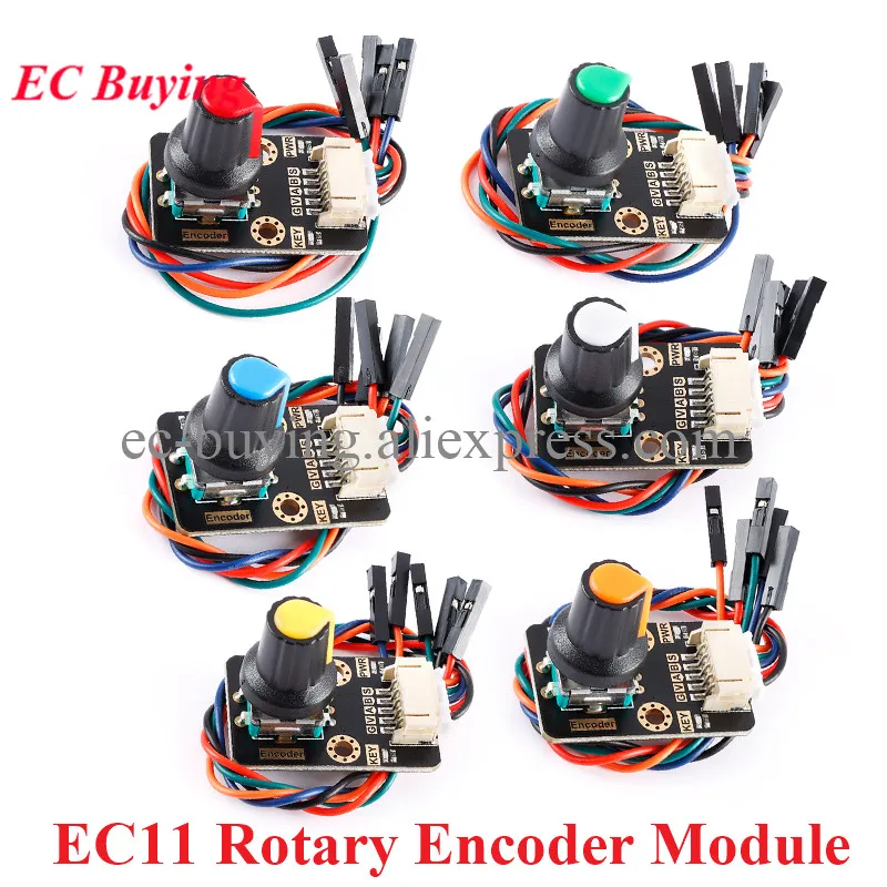 Rotary Encoder Module for Arduino Brick Sensor Development Round Audio Rotating Potentiometer Knob Cap EC11 PH2.0-5pin Interface