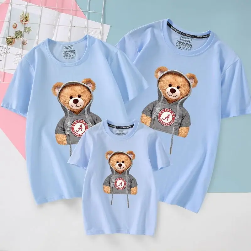 Parent-Child Wear Summer Wear 2022new a Family of Three Mother-Daughter Matching Outfit Mother-Child Short Sleeve T-shirt enlarge