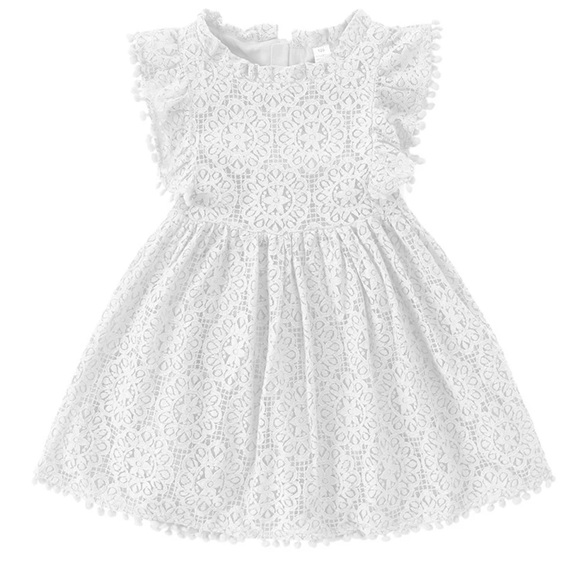 Летнее кружевное платье принцессы с цветами для девочек детские повседневные