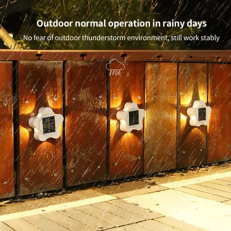 

4pcs Solar Night Light Plum Blossom Wall Lamp Outdoor Waterproof Home Courtyard Layout Terrace Balcony Atmosphere Decor Garden