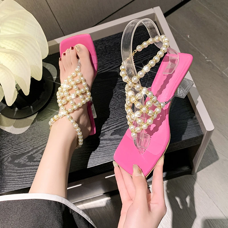 

Женские босоножки на блочном каблуке, Летняя распродажа 2023, женская обувь, подходящая ко всему прозрачная массивная модная Бежевая обувь с ремешком и пряжкой