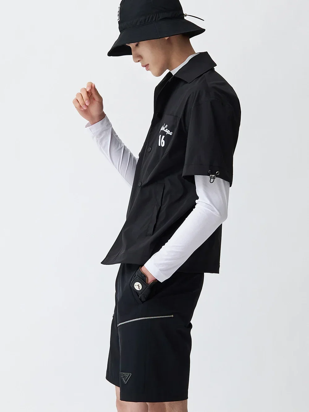 

Мужская Летняя воздухопроницаемая рубашка с длинным рукавом и высоким воротником