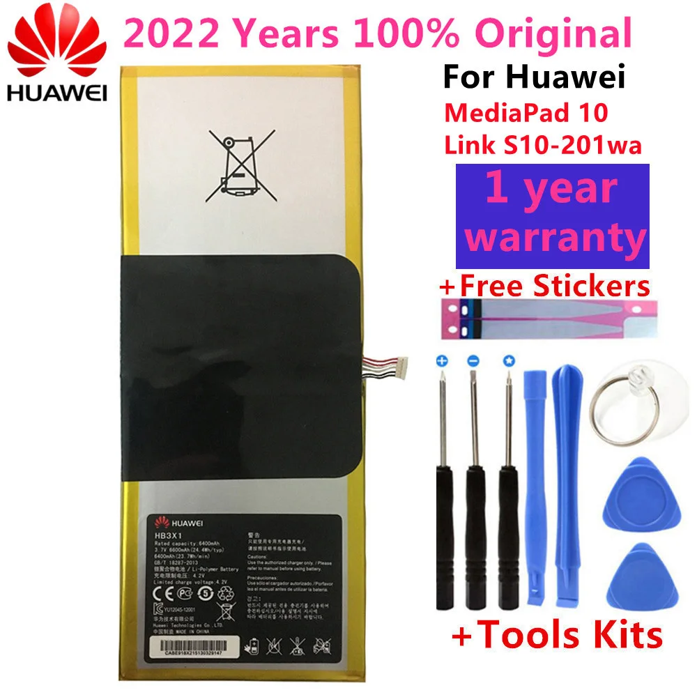 

HB3X1 HB3484V3EAW-12 6400mAh For Huawei MediaPad 10 Link S10-201wa Media Pad 10Link S10 201wa Tablet Bateria
