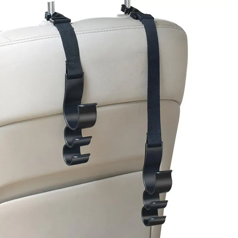 

2-Pack Headrest Hooks For Car Adjustable Headrest Hook Holder Car Organizer Behind Over The Seat Hook Hang Umbrellas Purse Or