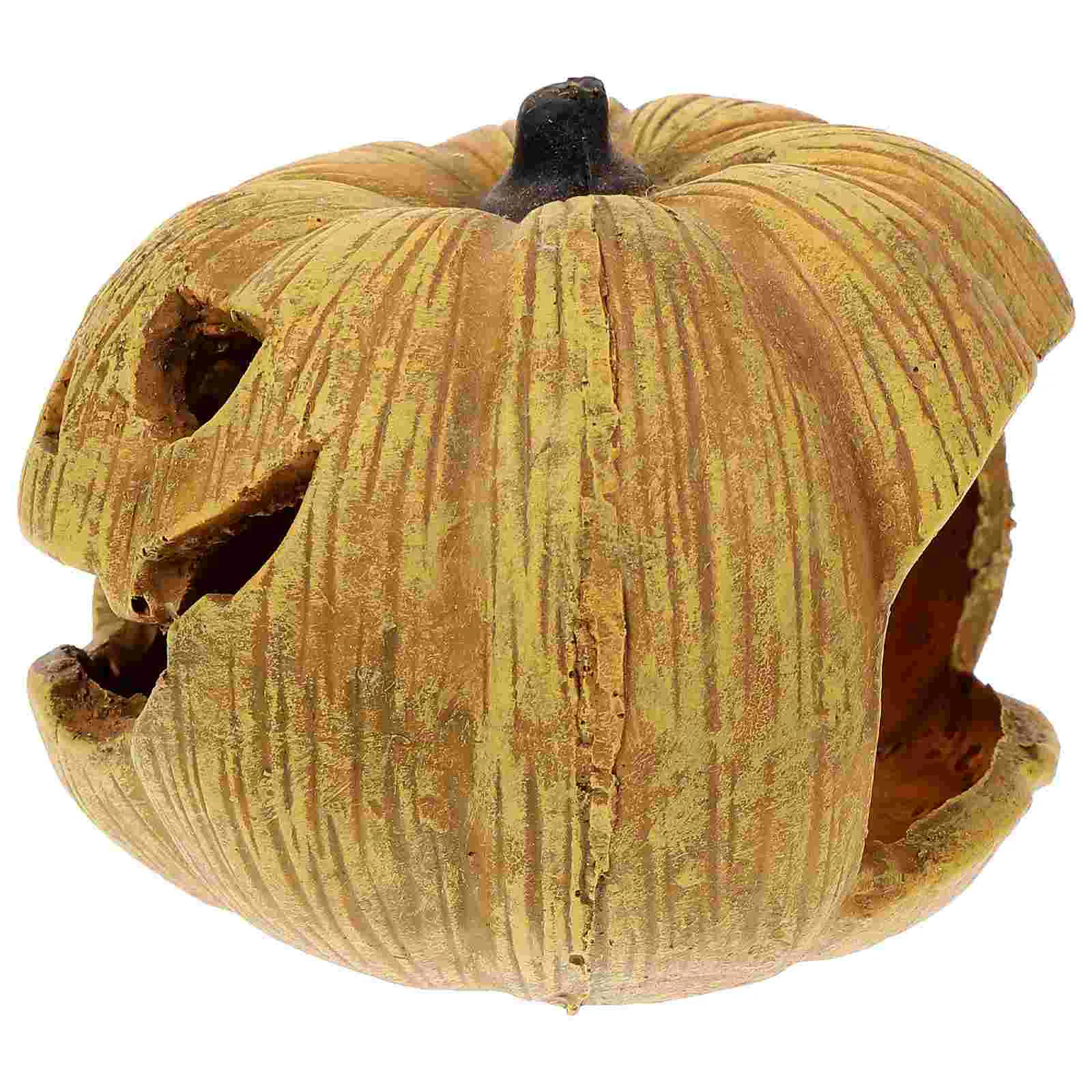 

Reptile Tank Layout Hideout Cave Pumpkin Shaped Reptile Hide Cave Small Reptile Tank Ornament Lizard farm