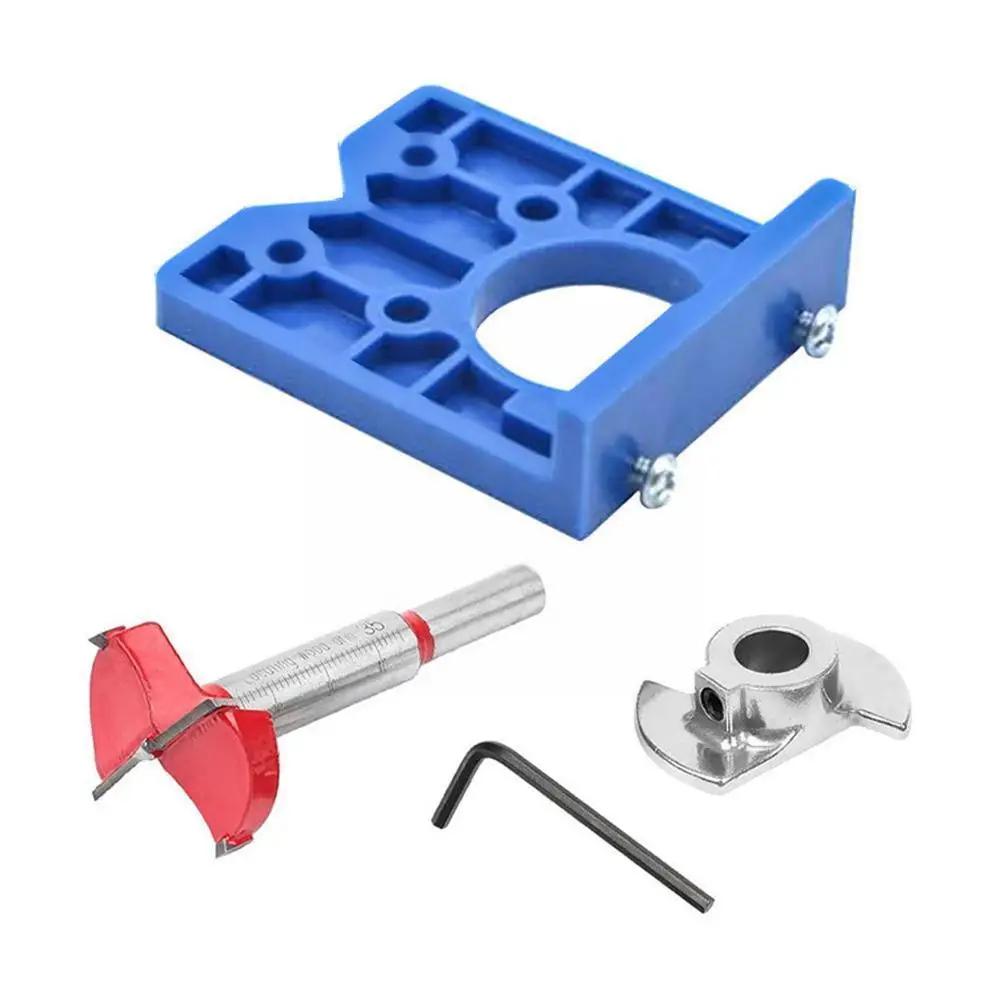 

35mm Hinge Drilling Jig Set Concealed Guide Hinge Hole Opener Accessories Woodworking Locator Hole Cabinet Door Tools Drill O0G6