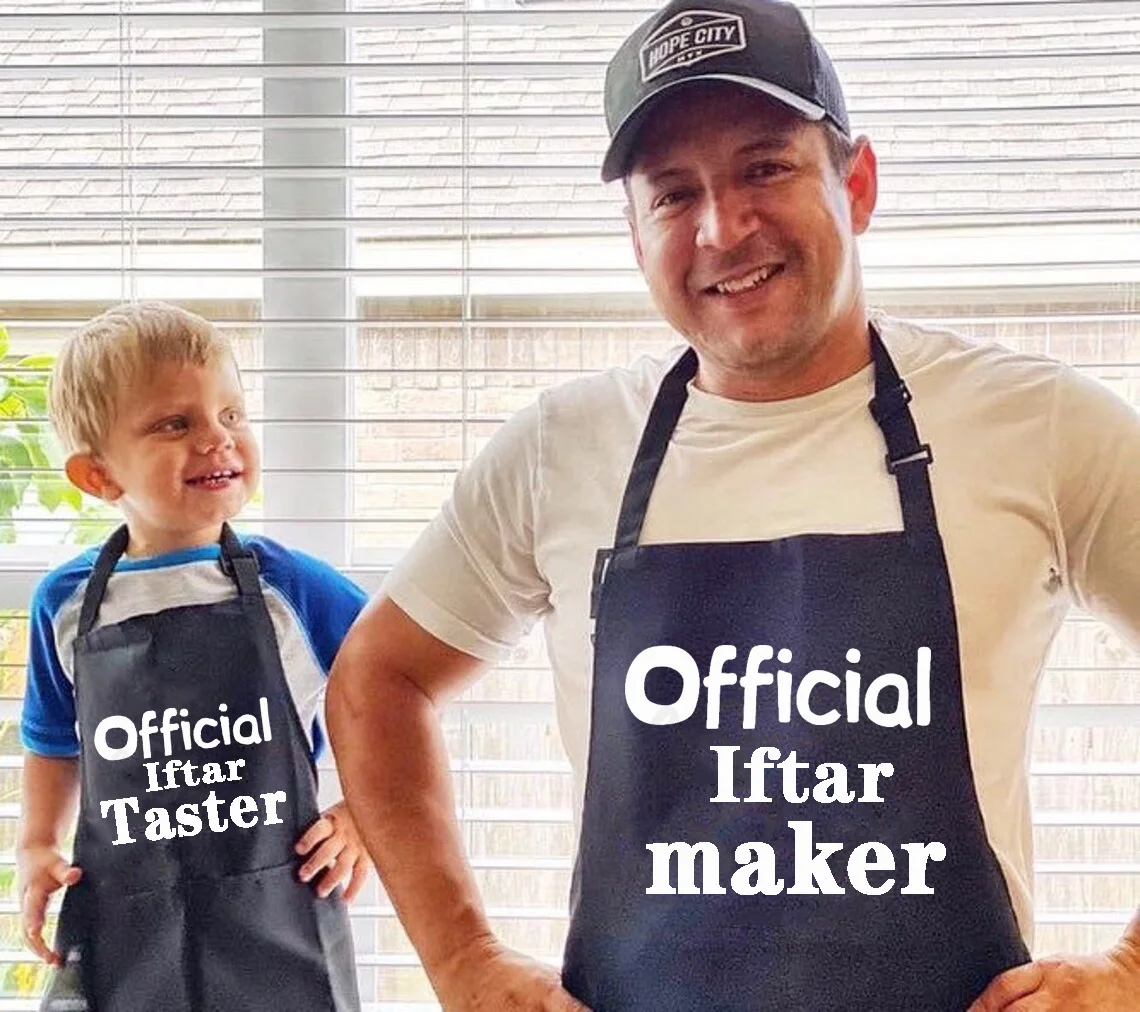 

Официальный производитель Iftar, фартук для детей и взрослых, семейный фартук для отца, мама, дедушка, бабушка, ИД, Мусульманский Исламский Рам...