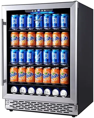 

Beverage Refrigerator Beverage Cooler-96 Can Mini Beer Fridge Built-in/Freestanding with Defrosting Function Adjustable Shelves