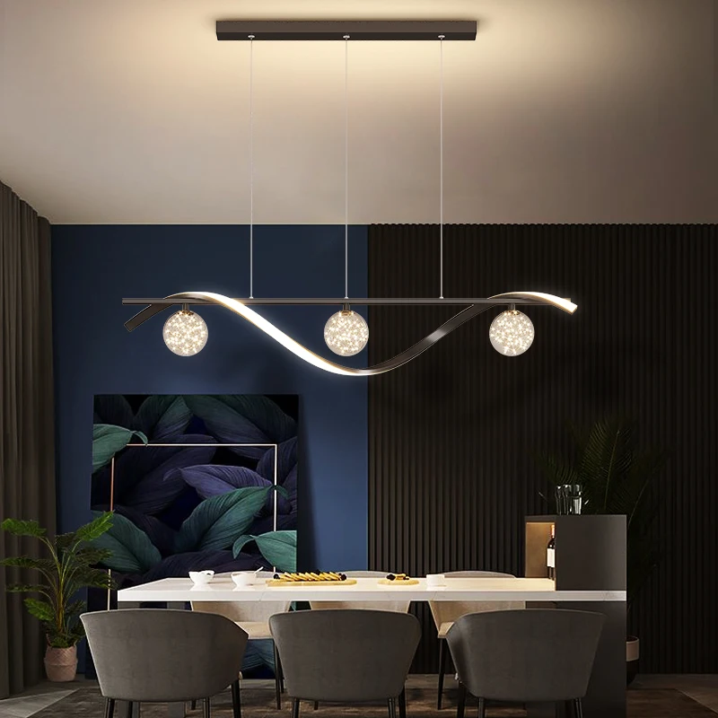 

Modern LED Chandeliers for Dining Room Lamp Kitchen Island Restaurant Lighting Home Decor Nordic Linear Minimalist Hanging Light