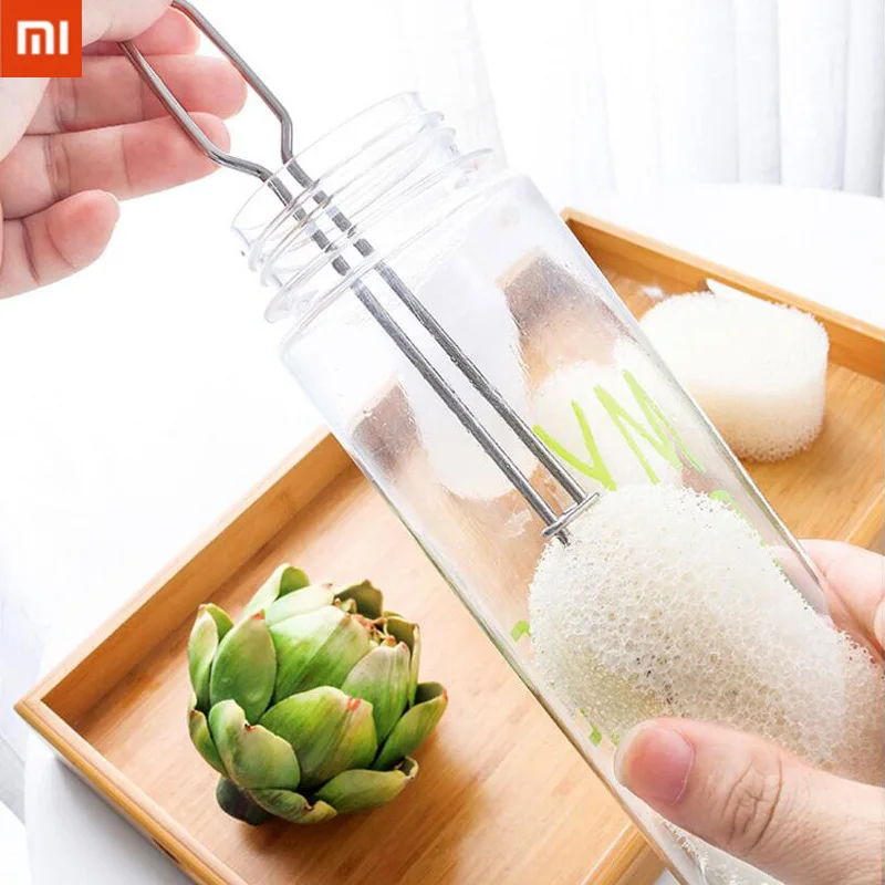 

Щетка для бутылок Xiaomi, щетка для чашек, щетка для чистки с длинной ручкой, ручка из нержавеющей стали, щетка с губчатой головкой, посуда, инст...