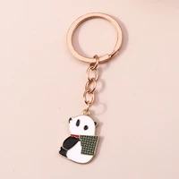 cartoon panda keychain enamel cute animal keyrings funny gifts for women men diy car key bag pendants hanging jewelry gifts