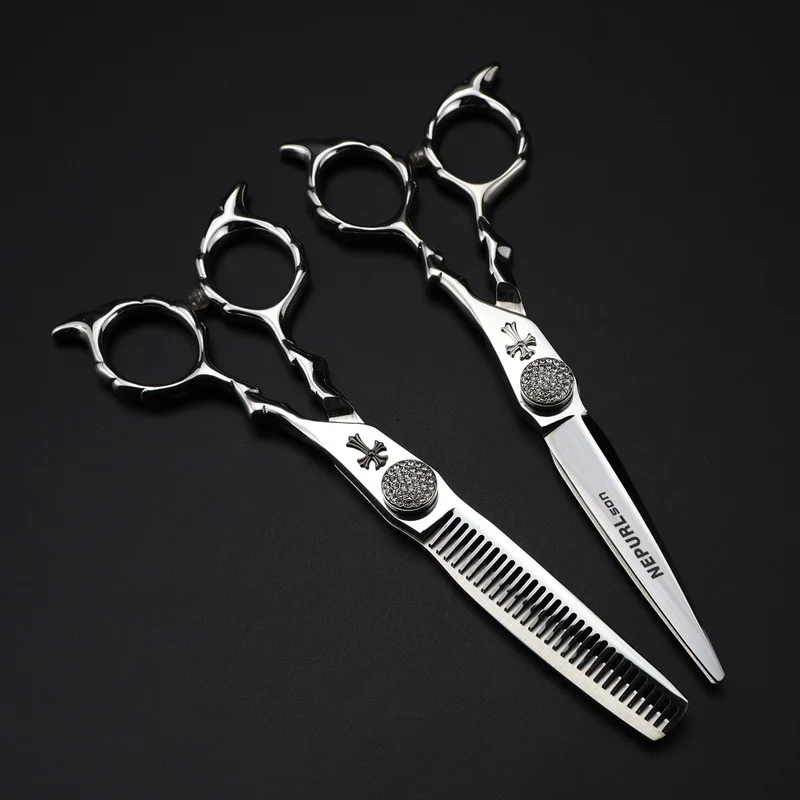 

Nepurlson 6 Inch Professional Barber Hair Cutting Thinning Styling Tool Japan 440c Hairdressing Scissors Set Hair Salon Shears