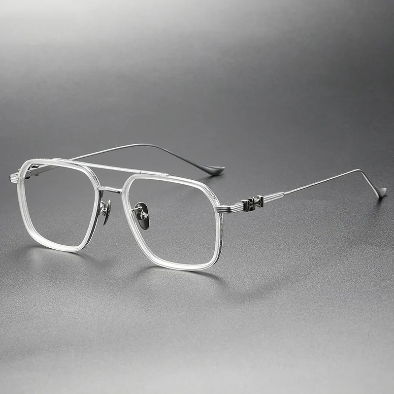 

Top Quality Handmade Brand Titanium Eyeglass Frames Double Beam Aviation Glasses Men Women Myopia Optical Prescription Eyewear