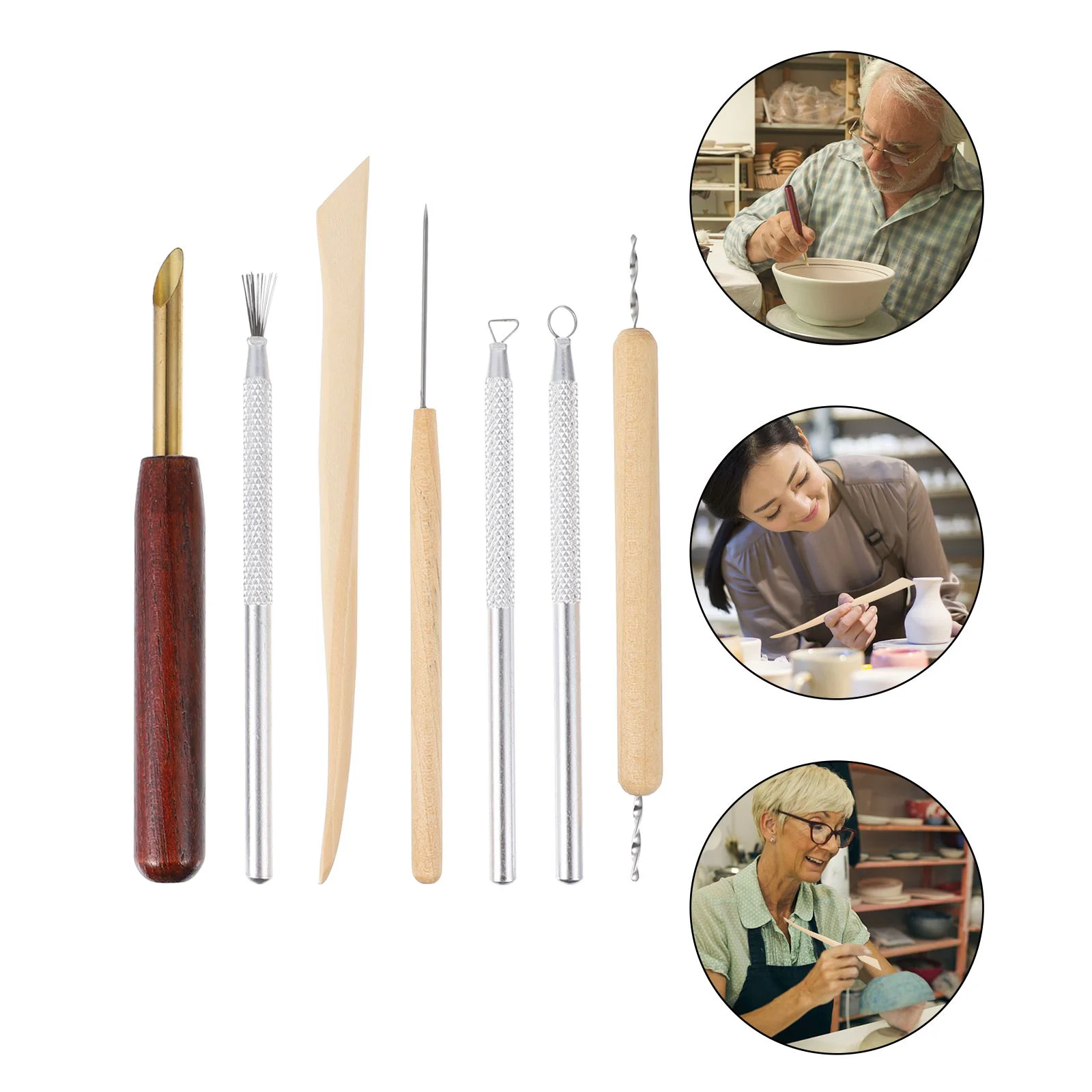 

1Set/7pcs Safe Pottery Modeling Tools Polymer Clay Tools Beginners Carving Tools