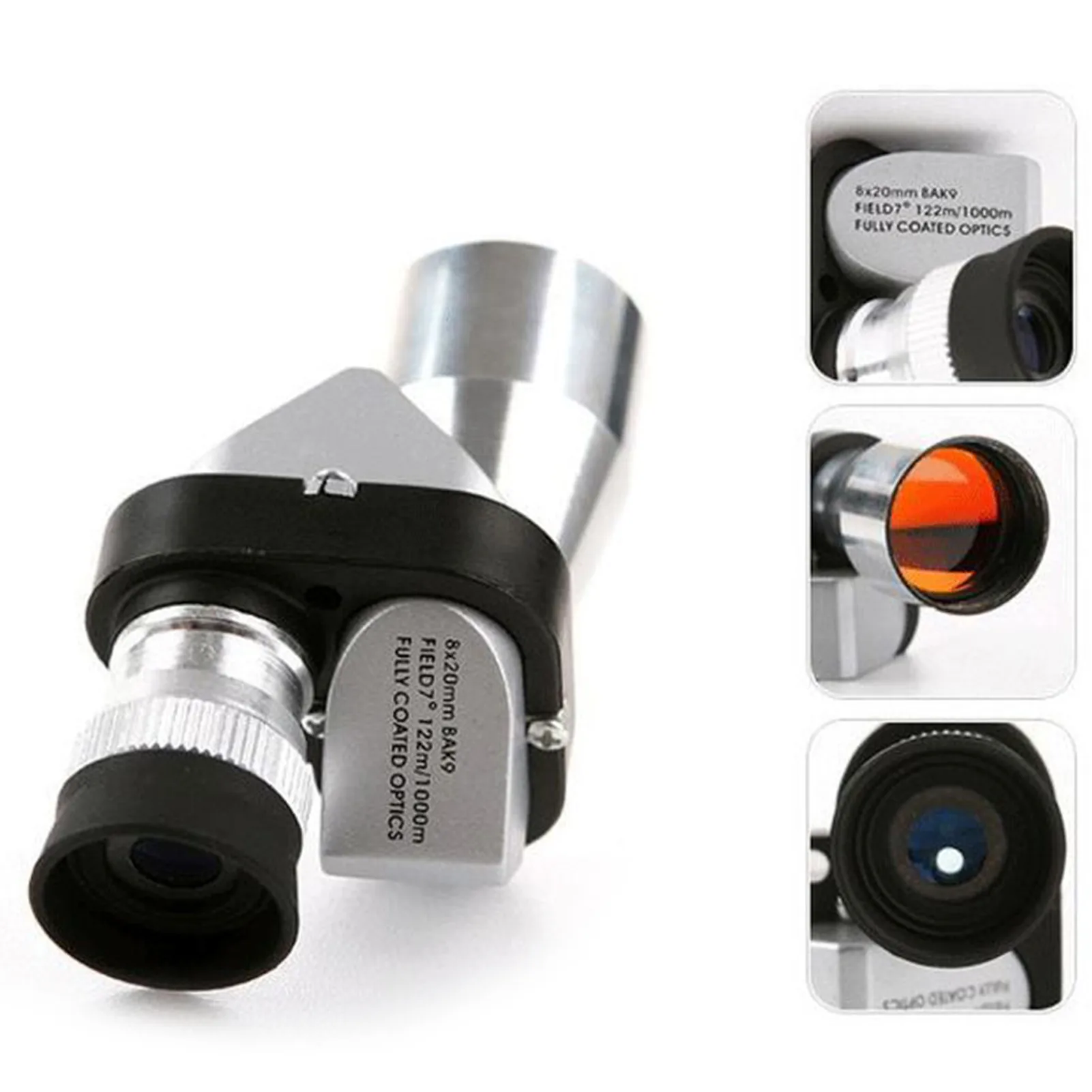 

Outdoor Monocular Telescope Mini 8 X 20mm Portable Adjustable Metal Night Vision Pocket Telescope for Hiking Climbing Wilderness