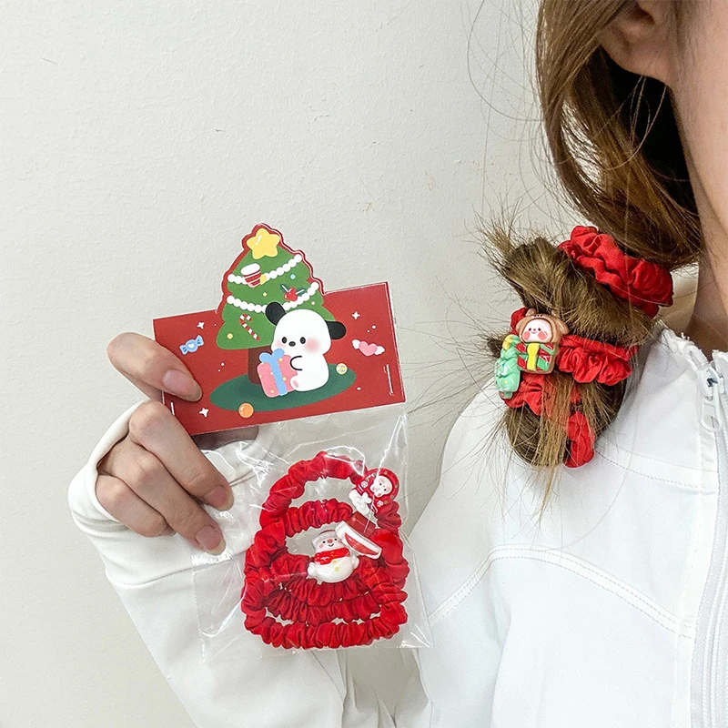 Милая мультяшная рождественская высокоэластичная веревка для волос женщин и