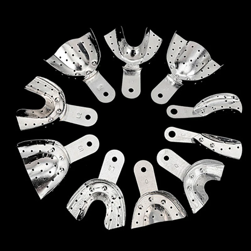 

1Pair Dental Lab Equipment L/M/S Size Upper Lower Stainless Steel Impression Trays Autoclavable For Dental Lab