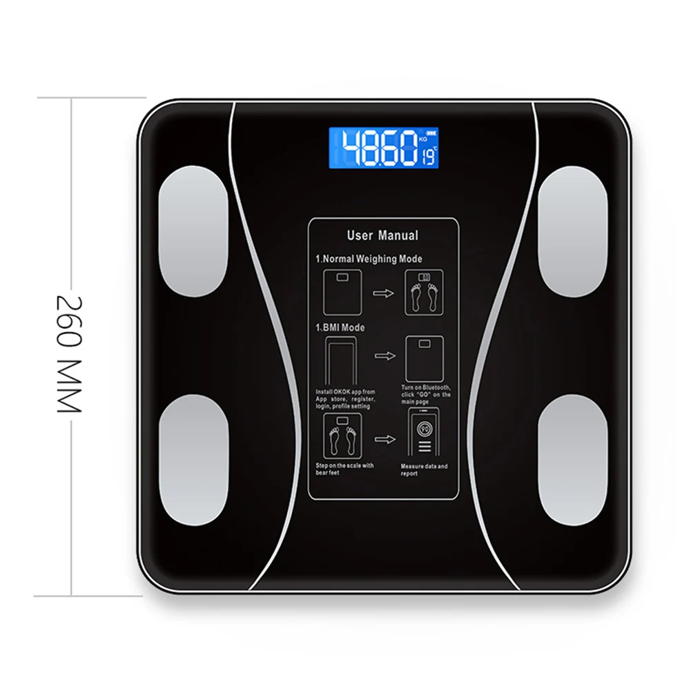 Digital Body Weighing Scale with LCD Blue Screen Body Fat Escamas Intelligent Electronic BMI Composition Analyzer Precision Tool images - 6