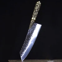 longquan kitchen knife handmade forged 8 5 inch hunting slicing sashimi sushi fish kiritsuke knife dragon decor copper handle