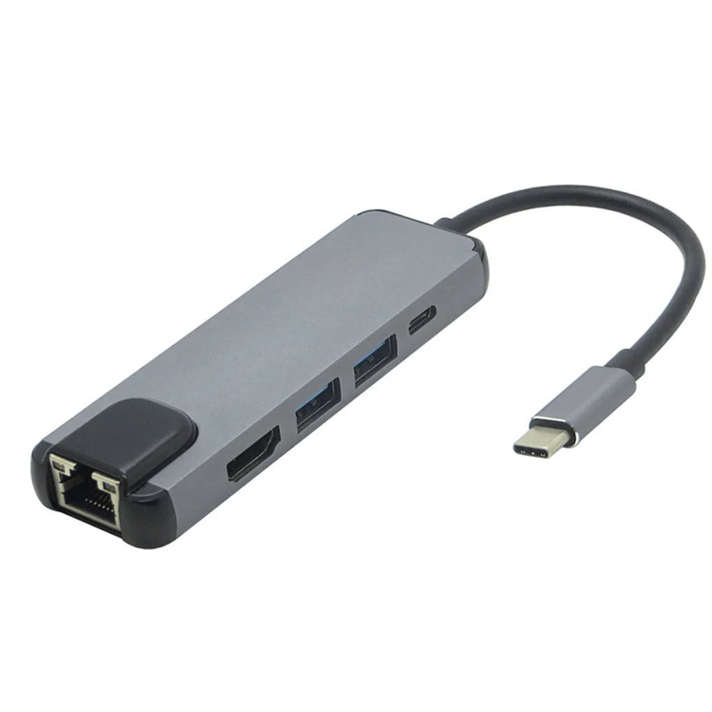 

Высокоскоростной USB-концентратор 5 в 1 с разъемом Type-c на HDMI, совместимый аксессуар для подключения, функция передачи данных, преобразователь ...