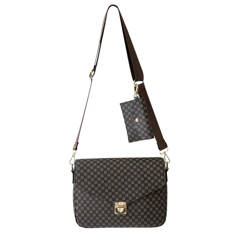 

Retro Printing Tote Bags for Women 2022 Luxury Handbags Quality Leather Shoulder Messenger Bag Girl Small Square Bags with Purse