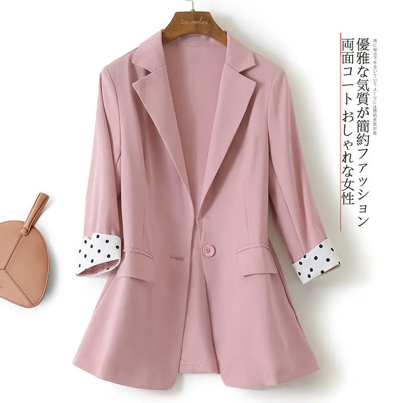 

Summer Autumn OL Suit Blazers Casual Solid Lapel Thin Blazer Women 3/4 Sleeve Cotton Linen Coats Female Jackets Outwear J241