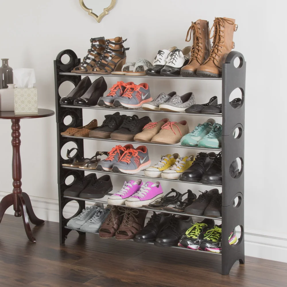 

6-Tier Stackable Space Saver Storage Bench Shoe Rack, Polypropylene and Iron Shoe Cabinets Storage Cabinet Shoes Racks