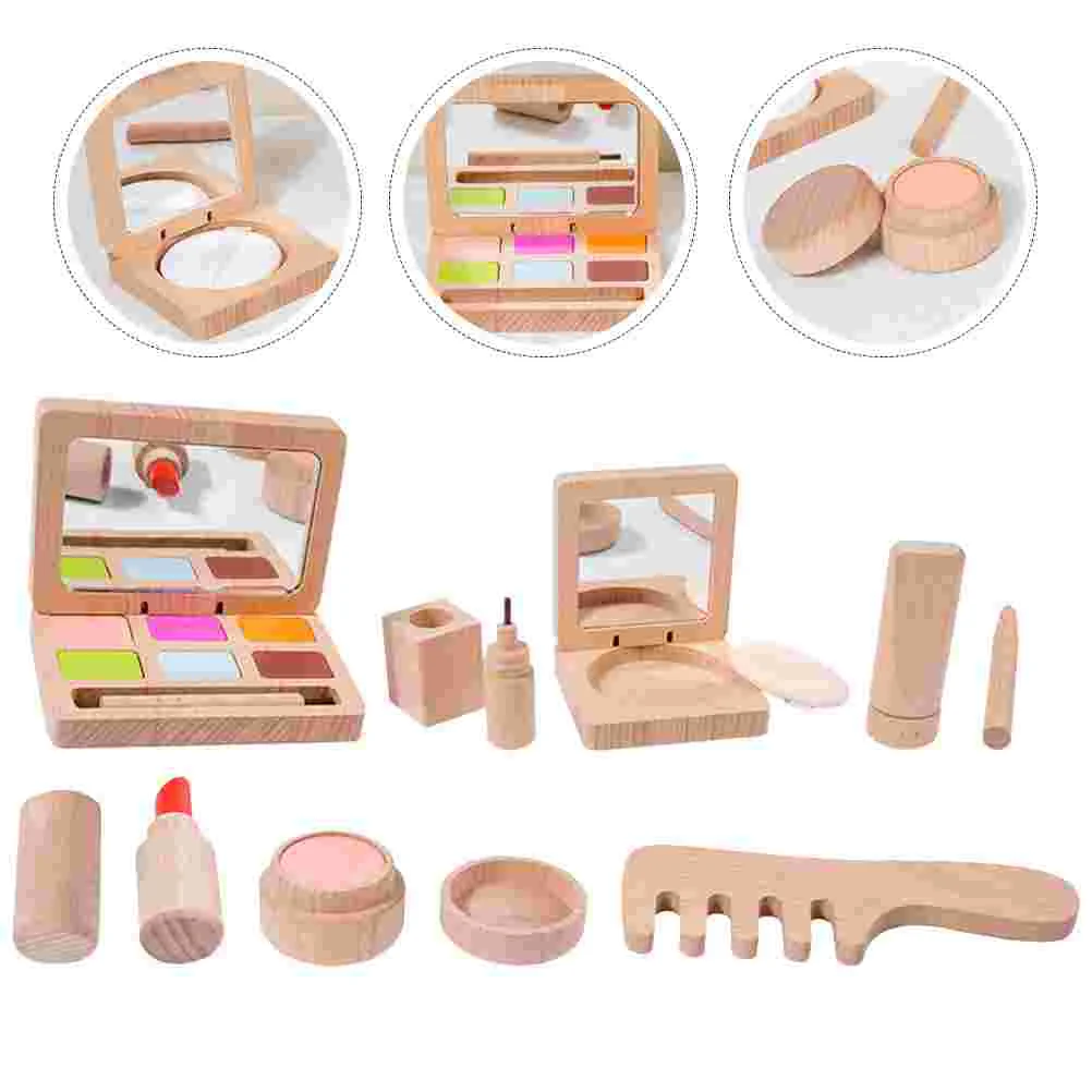 

Kids Toy Makeup Beauty Salon Toys Girls Kit Toddlers Wood Pretend Play Wooden Playset