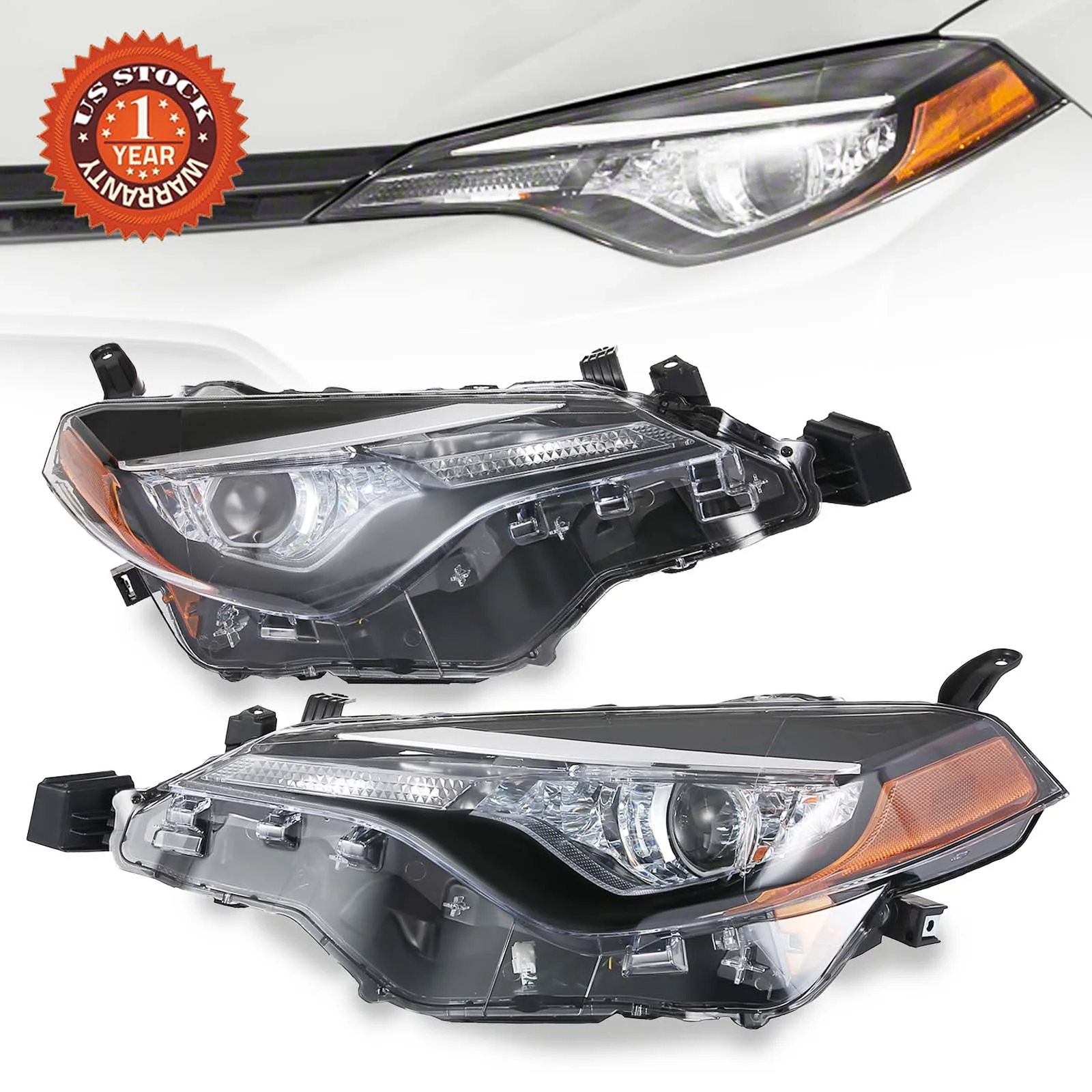 

Fits Toyota Corolla 2017 2018 2019 LE Eco L LE LED Headlamp Projector Car Headlights Assembly Driver Left + Passenger Right Pair