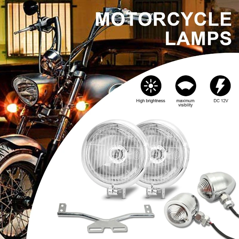

Motorcycle Headlight Turn Signal Light Signal Lamp with Mounting Support Motorbike Indicators
