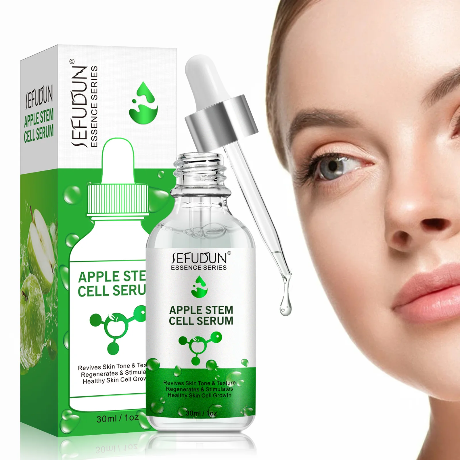 

Apple Stem Cell Serum Improve Skin Tone Tighten Pores Reduce Wrinkles Clearing Blackheads Acne Relieve Rough Fine Skin Essence