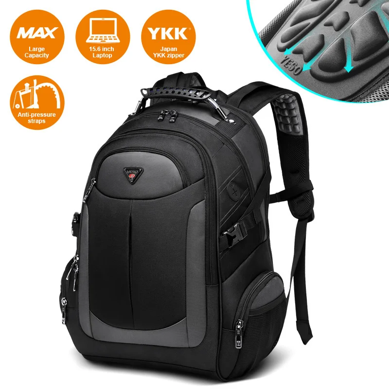 

YESO Brand Laptop Backpack Men's Travel Bags 2023 Multifunction Rucksack Water Resistant Black Computer Backpacks For Teenager