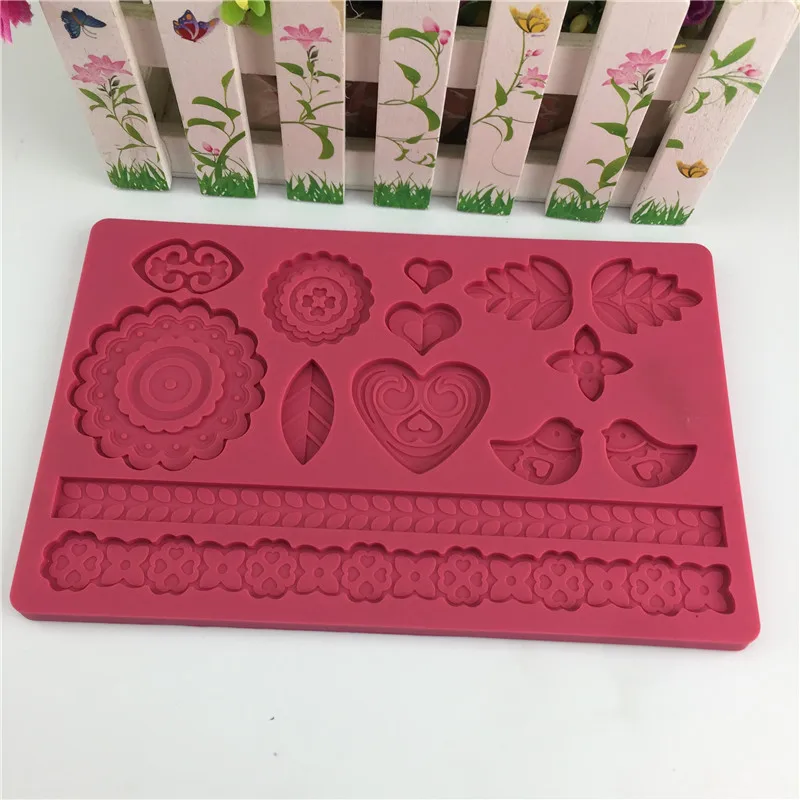 Цветы листья сахар тисненый силикагелевый коврик Paisimo сделай сам торт