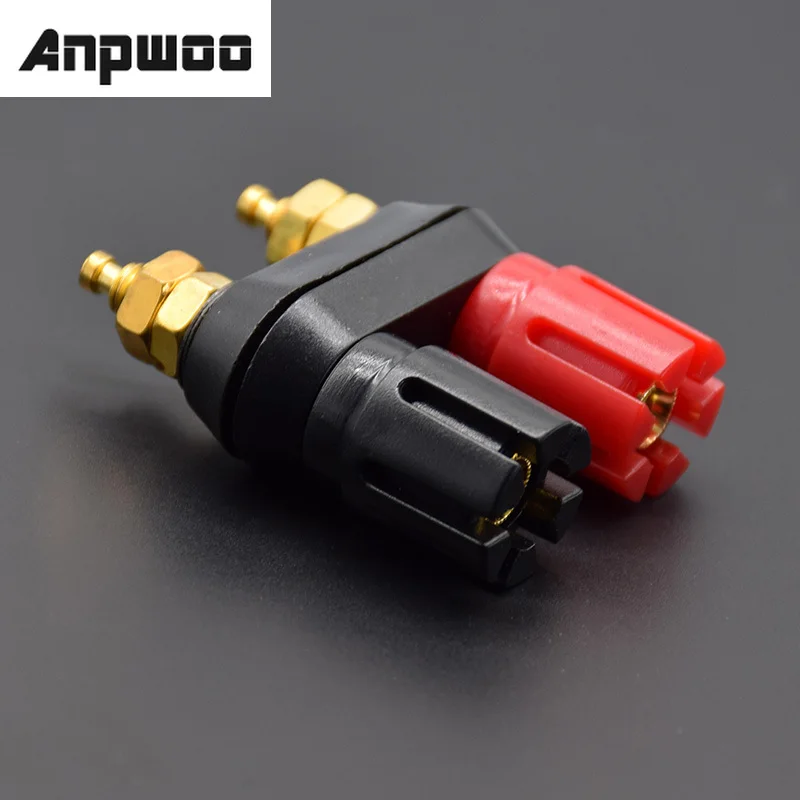 

ANPWOO Plugs Couple Terminals Dual 4mm Banana Plug Jack Socket Double hexagon Binding Post Red Black Connector Amplifier DX25