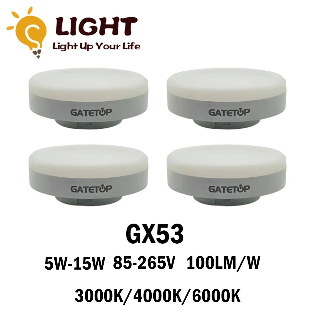 

8pcs LED spotlight GX53 wardrobe light grille light AC85-265V 5W-15W no flickering 100LM/W warm white light suitable for kitchen