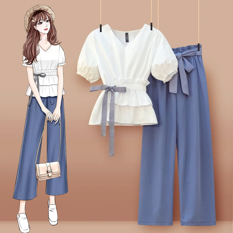 

Футболка большого размера, дизайн Большого Ярда, ощущается как нишевая талия, брюки с открытыми штанинами, тонкие летние костюмы