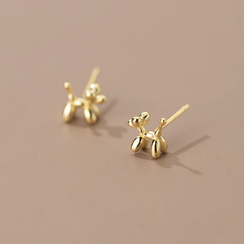 925 Sterling Silver Simple Stereo Balloon Dog Stud Earrings For Women Fashion Creative Cartoon Fun Jewelry Birthday Gifts