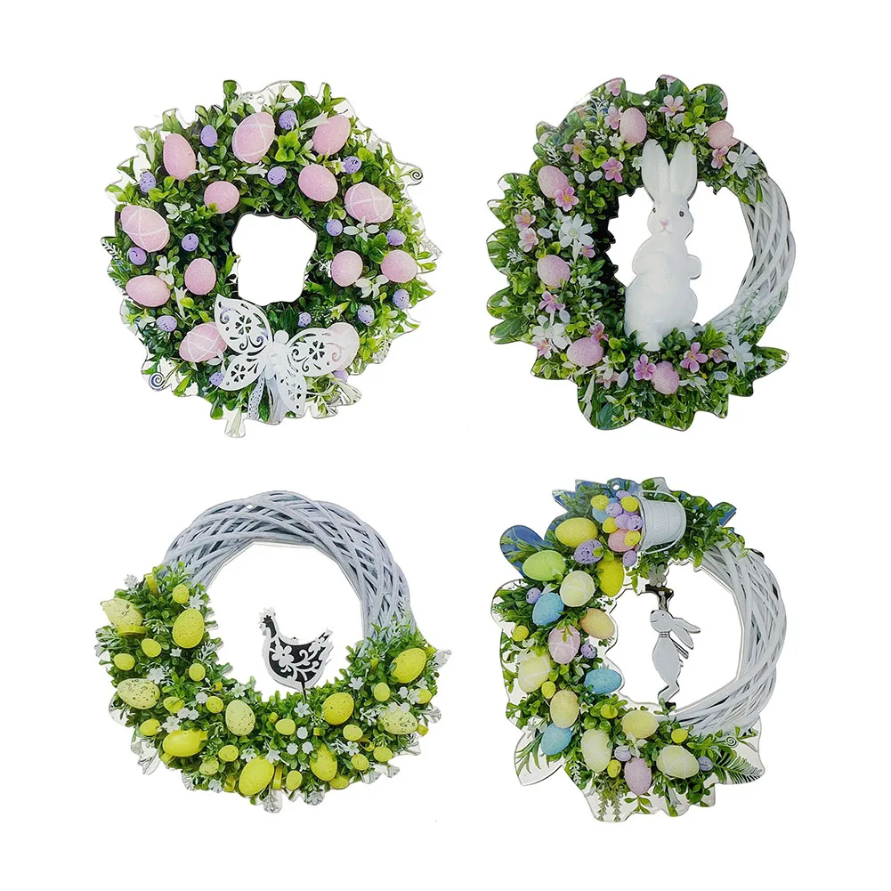 

Пасхальный кролик, венок, дверь, акриловый кролик, цветок, гирлянда для дома, весеннее украшение, пасхальный акриловый венок
