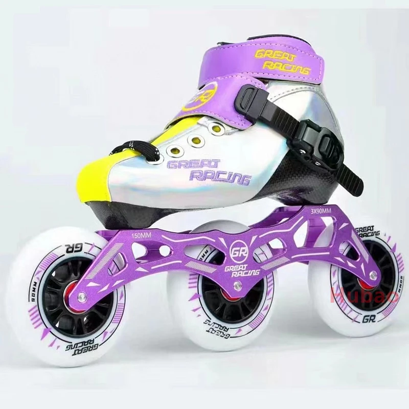 

Carbon Fiber Speed Skating Children And Youth Professional Competition Shoes Inline Speed Skating Shoes Purple Blue EU 28-37