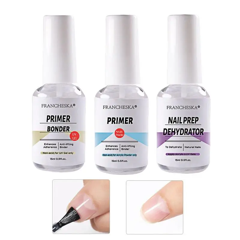 

3pcs 45ml Nail Dehydrator And Nail Primer Bonder Nail Protein Bond Superior Bonding Primer Nail Prep Dehydrator Acid Free Primer