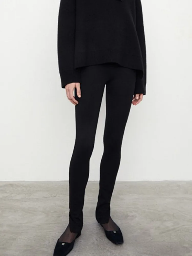 

Женские черные леггинсы с боковой молнией, брюки 2021, Осень-зима, облегающие Женские повседневные брюки-карандаш для женщин