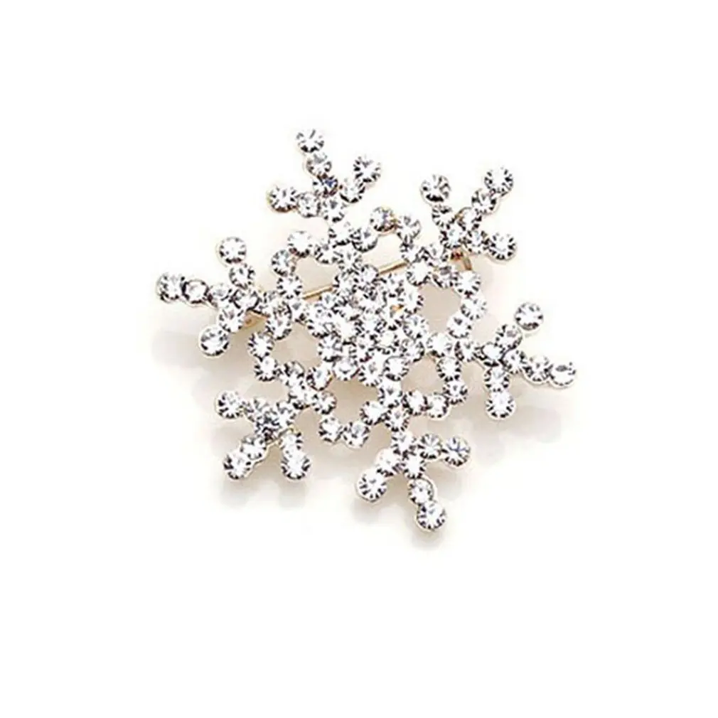 

Winter Jewelry Ornaments Christmas Snowflake Brooch Pin Clear Rhinestones Brooch for Women and Girls