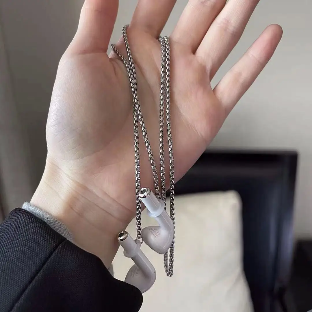 Цепочка с защитой от потери для AirPods, Модные металлические наушники, женские беспроводные наушники, аксессуары для удержания ожерелья