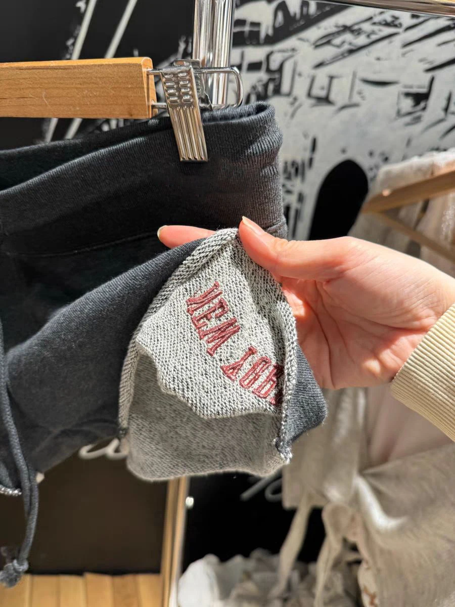 Шорты женские хлопковые с вышивкой свитшот кулиской свободные прямые короткие