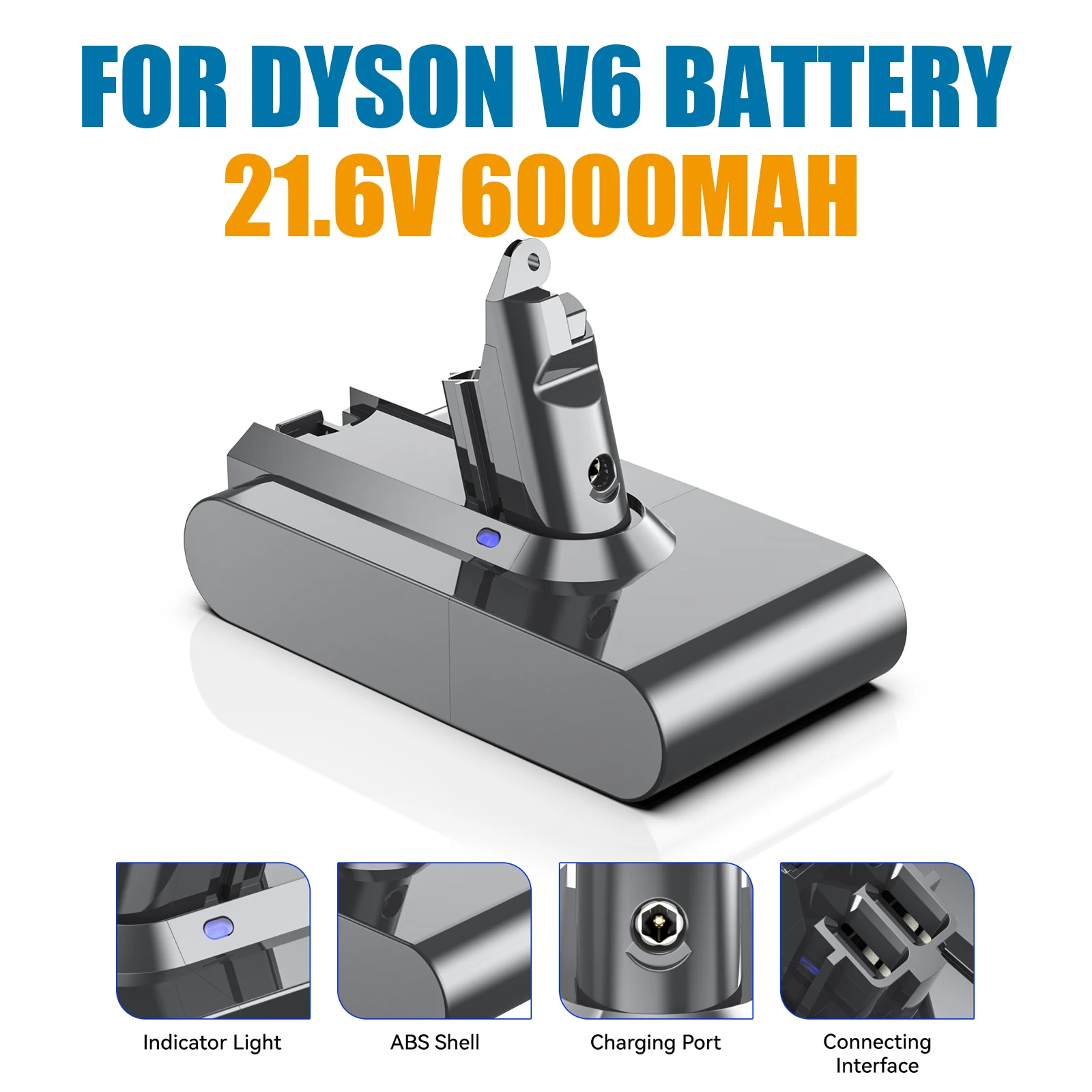 Сменный аккумулятор Powtree V6 для пылесоса Dyson V6 DC58 DC59 DC61 DC62 DC74 SV09 SV07 SV03 965874-02